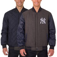 Куртка на кнопках New York Yankees JH Design Wool Leather Reversible - Charcoal/Navy