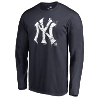 New York Yankees Navy Splatter Logo Long Sleeve T-Shirt