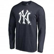 New York Yankees Navy Splatter Logo Long Sleeve T-Shirt