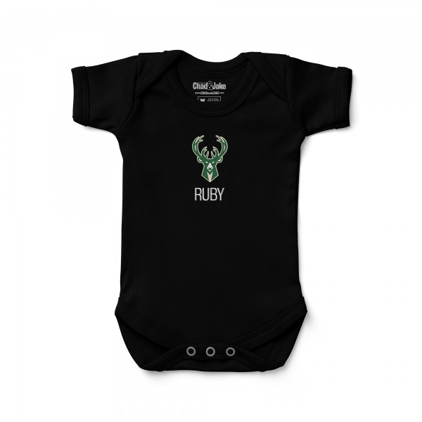 Малышам Milwaukee Bucks Black Personalized Bodysuit