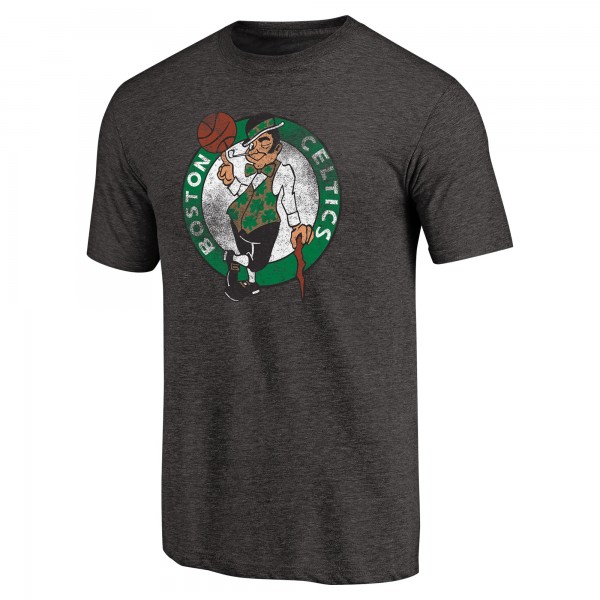 Boston Celtics Black Distressed Logo Tri-Blend T-Shirt