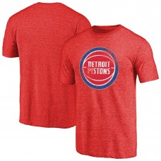 Detroit Pistons Red Distressed Logo Tri-Blend T-Shirt