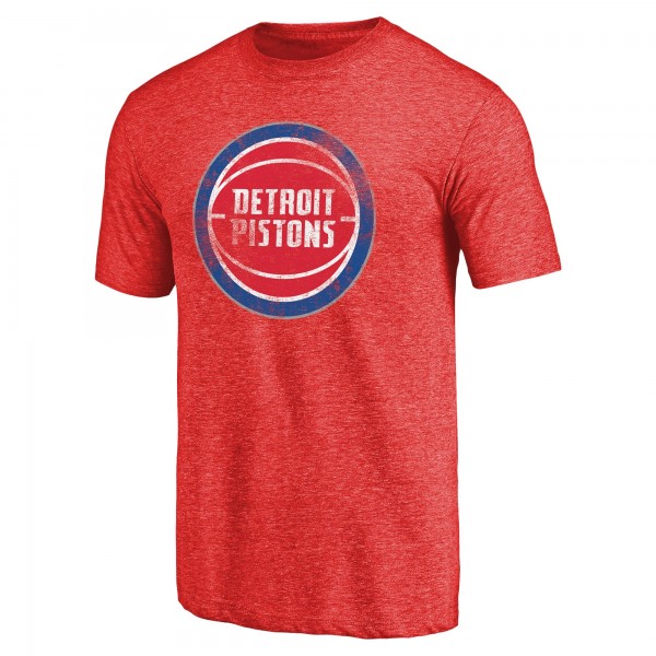 Detroit Pistons Red Distressed Logo Tri-Blend T-Shirt