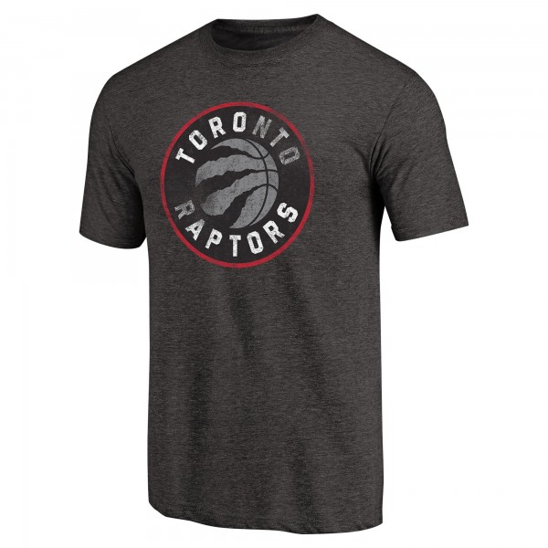 Toronto Raptors Black Distressed Logo Tri-Blend T-Shirt
