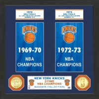 New York Knicks Highland Mint 15 x 12 2-Time NBA Finals Champions Banner Bronze Coin Photo Mint