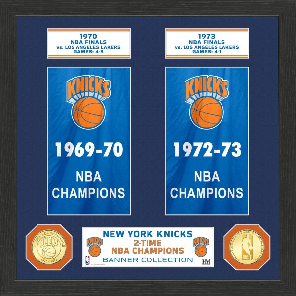 New York Knicks Highland Mint 15 x 12 2-Time NBA Finals Champions Banner Bronze Coin Photo Mint