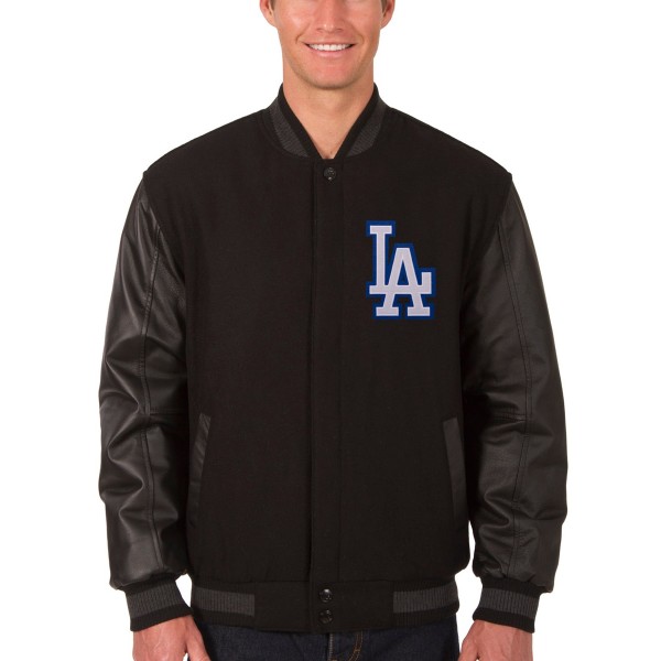 Куртка Los Angeles Dodgers JH Design Wool & Leather Reversible - Black