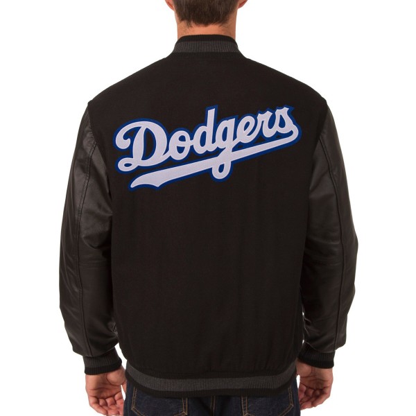 Куртка Los Angeles Dodgers JH Design Wool & Leather Reversible - Black