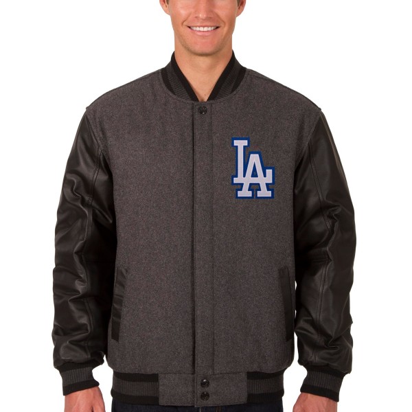 Куртка Los Angeles Dodgers JH Design Wool & Leather Reversible - Charcoal/Black