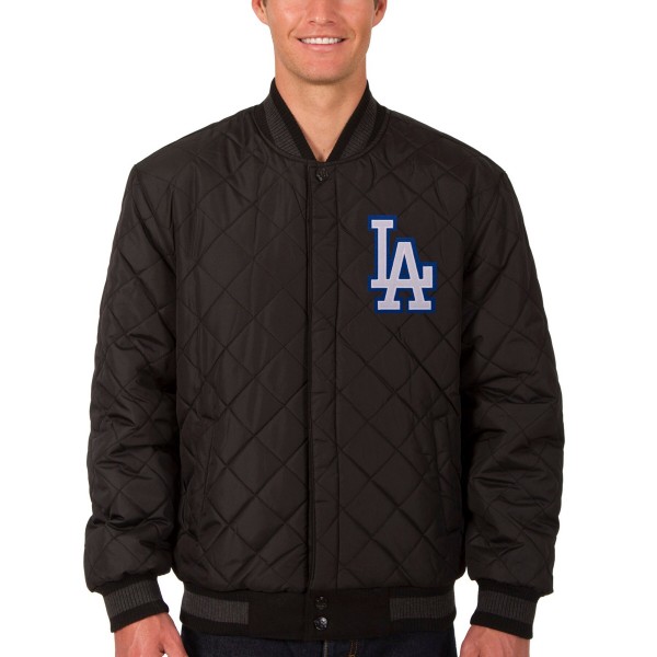 Куртка Los Angeles Dodgers JH Design Wool & Leather Reversible - Charcoal/Black