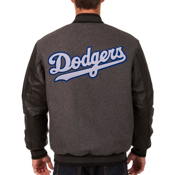 Куртка Los Angeles Dodgers JH Design Wool & Leather Reversible - Charcoal/Black