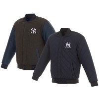 Куртка New York Yankees JH Design Wool & Leather Reversible - Charcoal/Navy