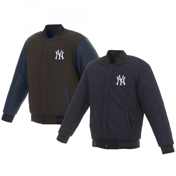 Куртка New York Yankees JH Design Wool & Leather Reversible - Charcoal/Navy