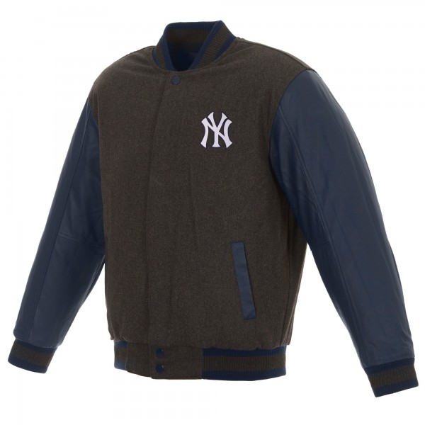 Куртка New York Yankees JH Design Wool & Leather Reversible - Charcoal/Navy