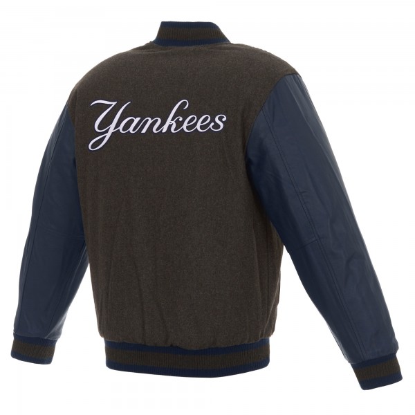 Куртка New York Yankees JH Design Wool & Leather Reversible - Charcoal/Navy
