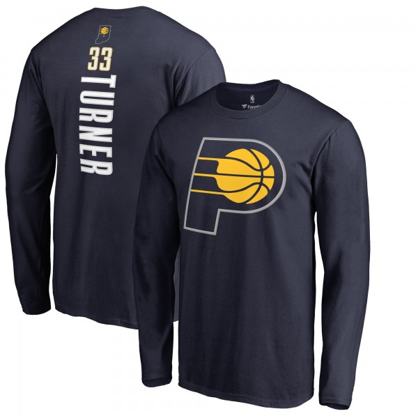 Indiana Pacers Myles Turner Navy Long Sleeve Backer Name and Number T-Shirt