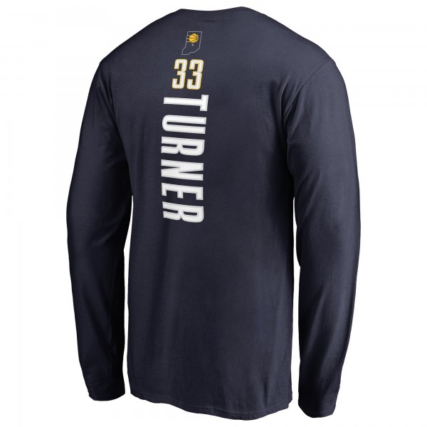 Indiana Pacers Myles Turner Navy Long Sleeve Backer Name and Number T-Shirt