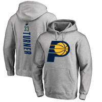 Indiana Pacers Myles Turner Heathered Gray Backer Name and Number Pullover Hoodie