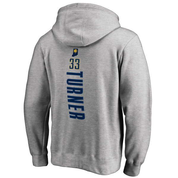 Indiana Pacers Myles Turner Heathered Gray Backer Name and Number Pullover Hoodie