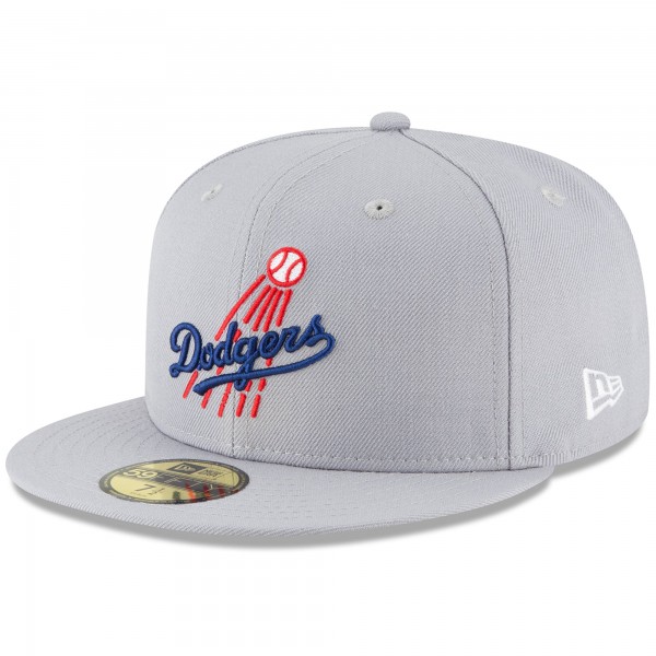 Бейсболка Los Angeles Dodgers New Era Gray Cooperstown Collection Wool 59FIFTY