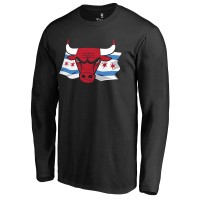 Футболка с длинным рукавом Chicago Bulls Black Hometown Collection Chicago Flag