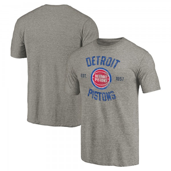 Detroit Pistons Gray Team Heritage Tri-Blend T-Shirt