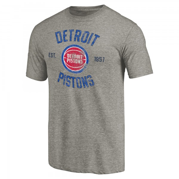 Detroit Pistons Gray Team Heritage Tri-Blend T-Shirt