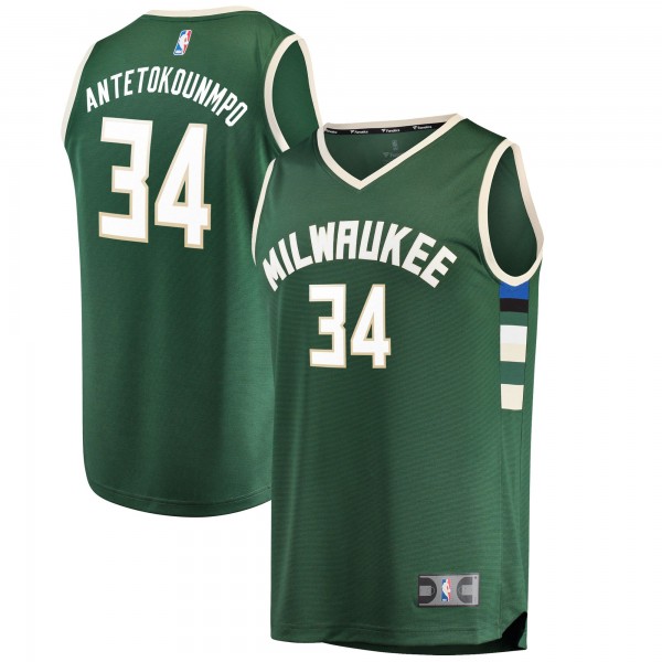 Игровая майка Antetokounmpo Milwaukee Bucks Fast Break Replica Green - Icon Edition - оригинальная джерси НБА