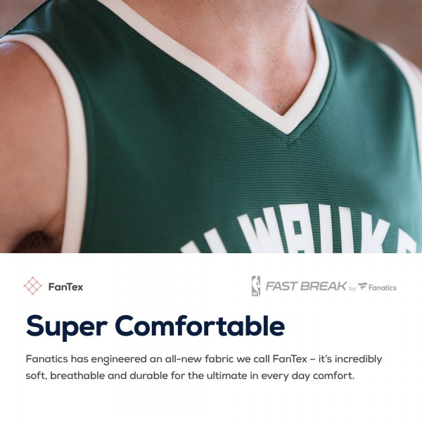 Игровая майка Antetokounmpo Milwaukee Bucks Fast Break Replica Green - Icon Edition - оригинальная джерси НБА