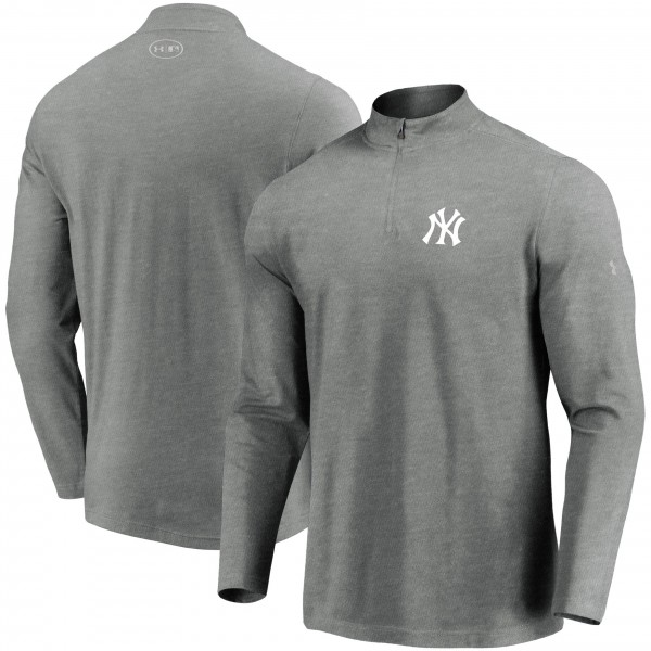 Толстовка на короткой молнии New York Yankees Under Armour Passion Performance Tri-Blend - Heathered Gray