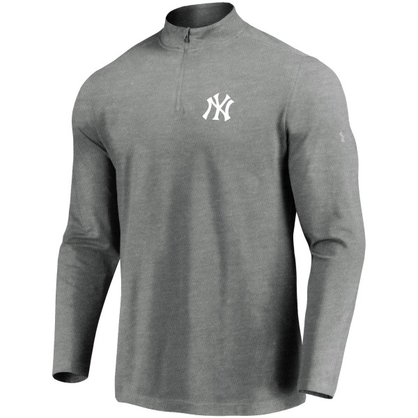 Толстовка на короткой молнии New York Yankees Under Armour Passion Performance Tri-Blend - Heathered Gray