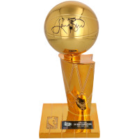 Autographed Boston Celtics Larry Bird Fanatics Authentic NBA Finals Champion Replica Larry OBrien Trophy with Sublimated Plate