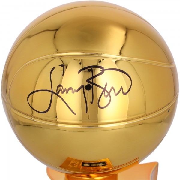 Autographed Boston Celtics Larry Bird Fanatics Authentic NBA Finals Champion Replica Larry OBrien Trophy with Sublimated Plate