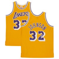Игровая джерси Autographed Los Angeles Lakers Magic Johnson Fanatics Authentic Gold Mitchell & Ness Hardwood Classics Swingman