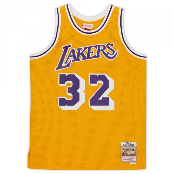 Игровая джерси Autographed Los Angeles Lakers Magic Johnson Fanatics Authentic Gold Mitchell & Ness Hardwood Classics Swingman