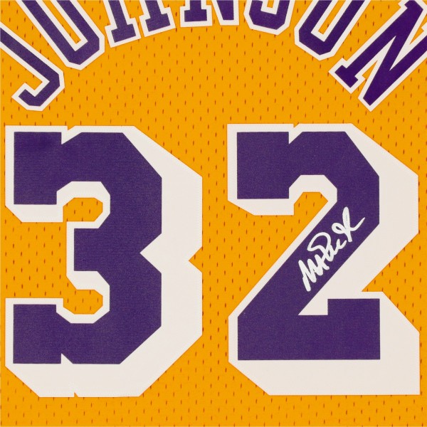 Игровая джерси Autographed Los Angeles Lakers Magic Johnson Fanatics Authentic Gold Mitchell & Ness Hardwood Classics Swingman