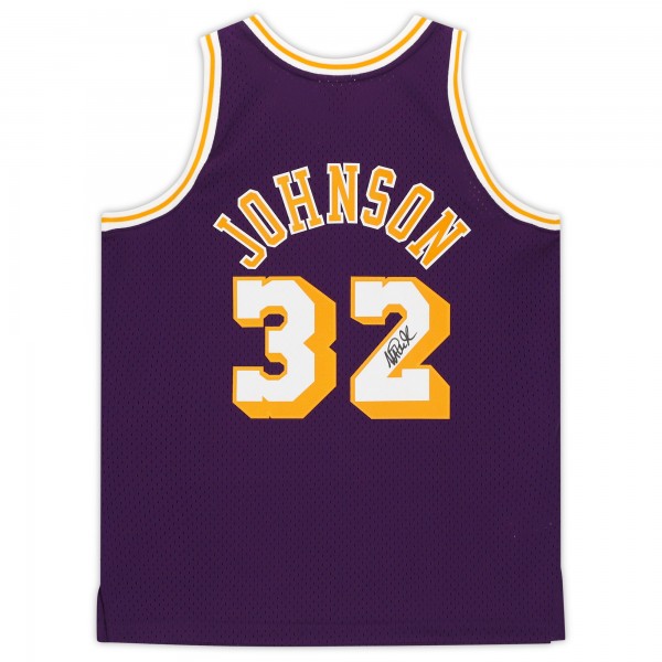 Игровая джерси Autographed Los Angeles Lakers Magic Johnson Fanatics Authentic Purple Mitchell & Ness Hardwood Classics Swingman