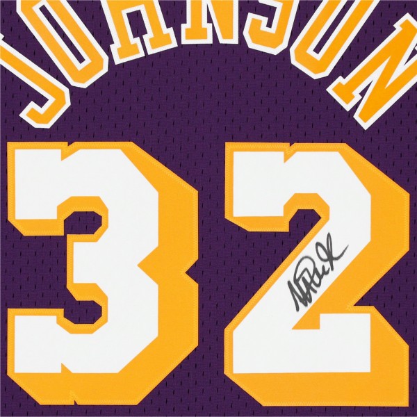 Игровая джерси Autographed Los Angeles Lakers Magic Johnson Fanatics Authentic Purple Mitchell & Ness Hardwood Classics Swingman