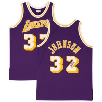Игровая джерси Autographed Los Angeles Lakers Magic Johnson Fanatics Authentic Purple Mitchell & Ness Authentic