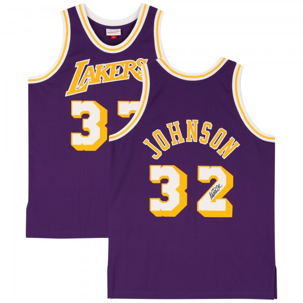 Игровая джерси Autographed Los Angeles Lakers Magic Johnson Fanatics Authentic Purple Mitchell & Ness Authentic