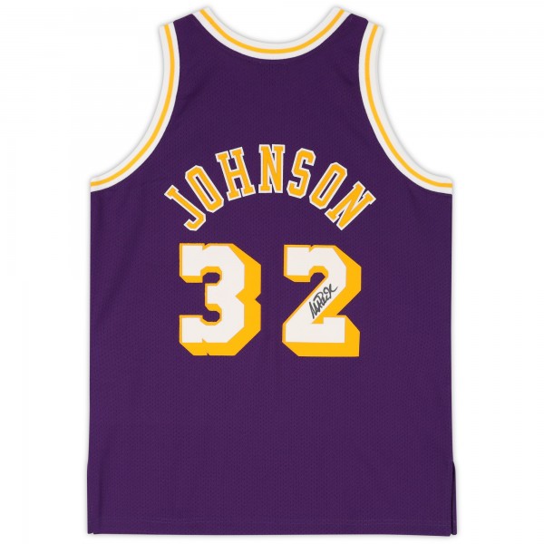 Игровая джерси Autographed Los Angeles Lakers Magic Johnson Fanatics Authentic Purple Mitchell & Ness Authentic