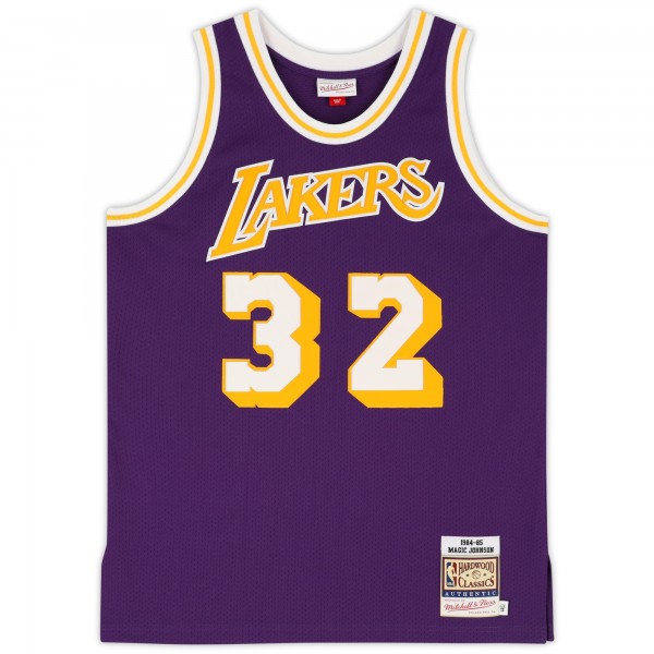Игровая джерси Autographed Los Angeles Lakers Magic Johnson Fanatics Authentic Purple Mitchell & Ness Authentic