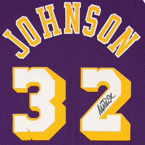 Игровая джерси Autographed Los Angeles Lakers Magic Johnson Fanatics Authentic Purple Mitchell & Ness Authentic