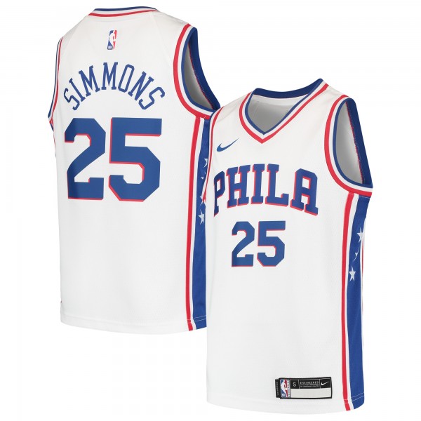 Детская игровая майка Ben Simmons Philadelphia 76ers Nike Swingman - White - баскетбольная джерси NBA