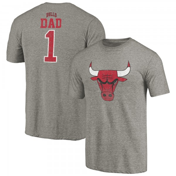 Футболка Chicago Bulls Gray Greatest Dad Tri-Blend