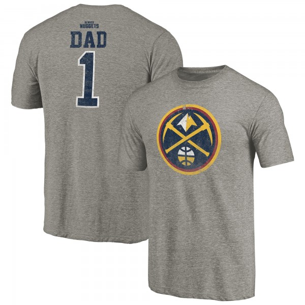 Denver Nuggets Gray Greatest Dad Tri-Blend T-Shirt
