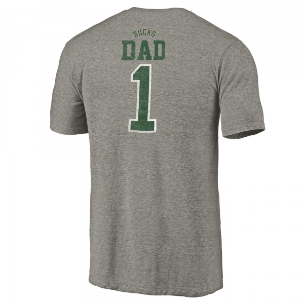 Футболка Milwaukee Bucks Greatest Dad Tri-Blend - Gray