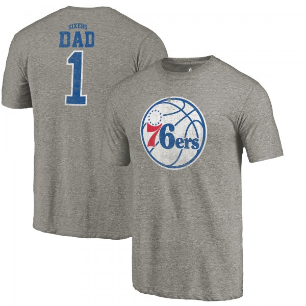 Philadelphia 76ers Gray Greatest Dad Tri-Blend T-Shirt