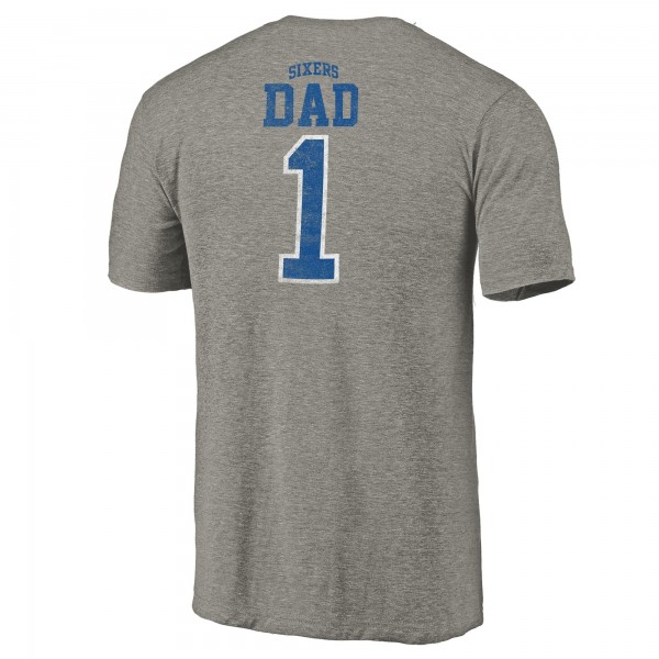 Philadelphia 76ers Gray Greatest Dad Tri-Blend T-Shirt