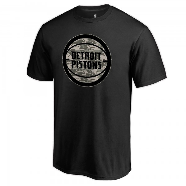 Detroit Pistons Black Cloak Camo T-Shirt